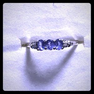 3 stone Tanzanites in 10k white gold